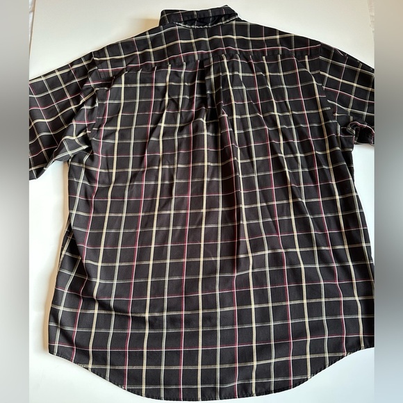 Roundtree & Yorke Mens L Button Up Shirt Brown Plaid Easy Care Cotton Blend - Picture 6 of 6